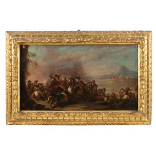 Unknown, Battle Scene, 18th Century, Oil on Canvas, Framed For Sale