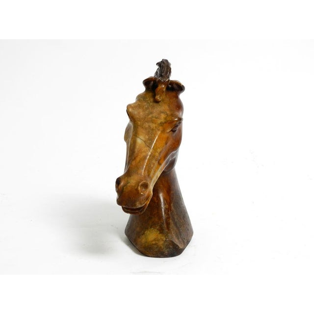 Large Horse Head Sculpture in Brown Soapstone, 1960s For Sale - Image 6 of 18