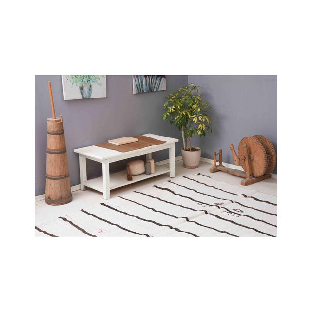 Striped White Black Hemp Kilim - 6`7" X 9`0" For Sale In Los Angeles - Image 6 of 6