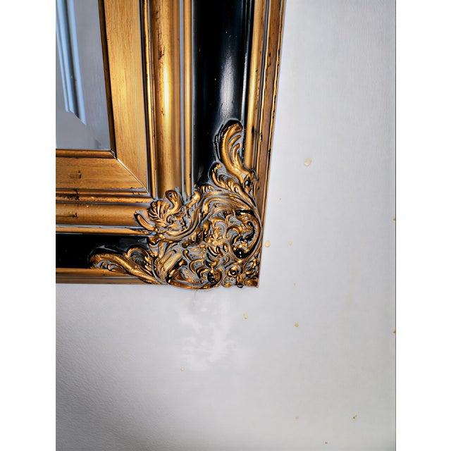Uttermost Vintage Uttermost Co. Regency Style Beveled Mirror – Ebonized & Gold Leaf For Sale - Image 4 of 5