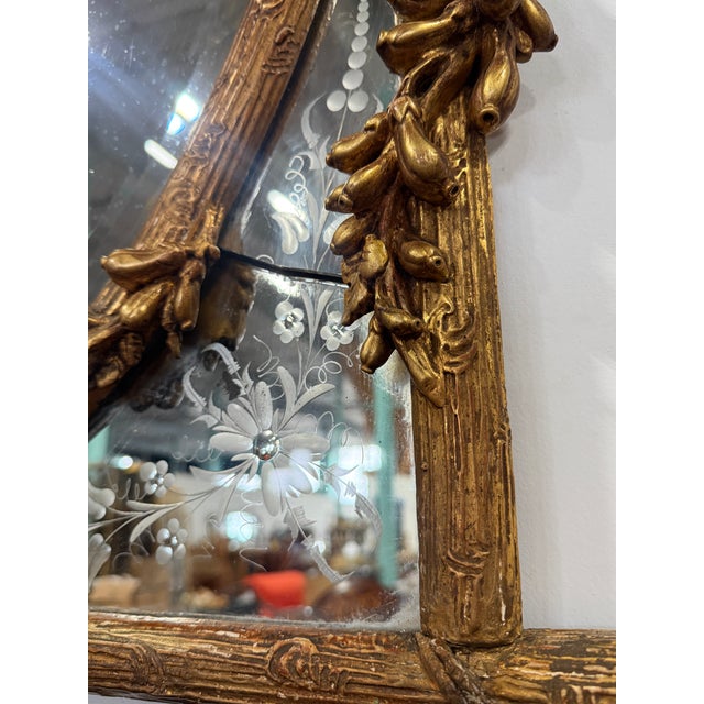 French Faux Bois Giltwood Mirror With Murano-Etched Glass, Late 19th Century For Sale - Image 13 of 16