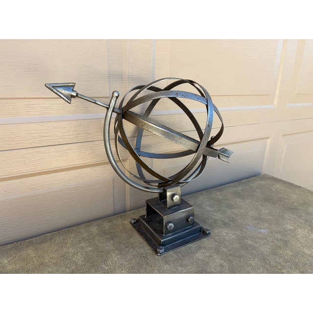 Contemporary Brutalist Style Iron Garden Armillary Sundial, Usa, 20th Century For Sale - Image 3 of 12