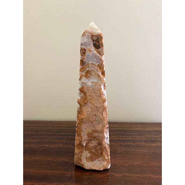 Stone Neoclassical Solid Marble Green and Brown Obelisk For Sale - Image 7 of 8