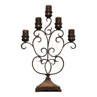 Uttermost 5-Candle Scrolled Candelabra Distressed Bronze Hearth Accent or Centerpiece For Sale