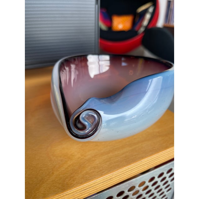 Shell Bowl Opalescent Sommerso Snail Attributed to Alfredo Barbini and Murano For Sale - Image 9 of 11