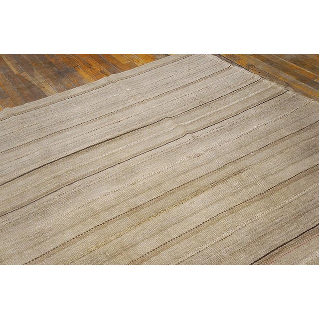 Tribal 1950s Multibrown Stripe Modern Vintage Kilim n.w. Persian Rug 7'7" X 8'4" Flatweave Wool Carpet For Sale - Image 3 of 4