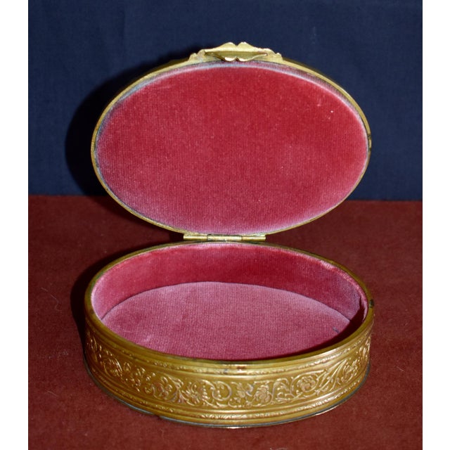 Antique Brass Jewelry Box French Classical Porcelain Vignette For Sale - Image 15 of 18