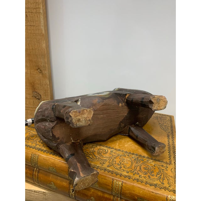 Late 20th Century Vintage 1970’s Painted & Carved Wood Guatemalan Folk Art Pig For Sale - Image 5 of 5