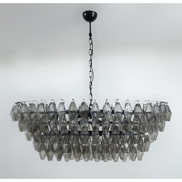 Fabio Ltd 21st Oval Smoky Murano Poliedri Chandelier by Fabio LTD For Sale - Image 4 of 7