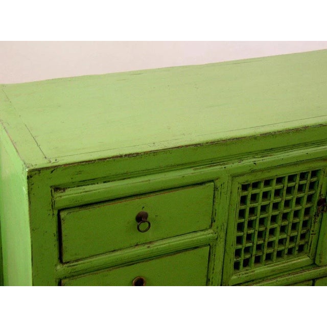 Wood 19th Century Chinese Green Lacquer Country-Style Sideboard For Sale - Image 7 of 10
