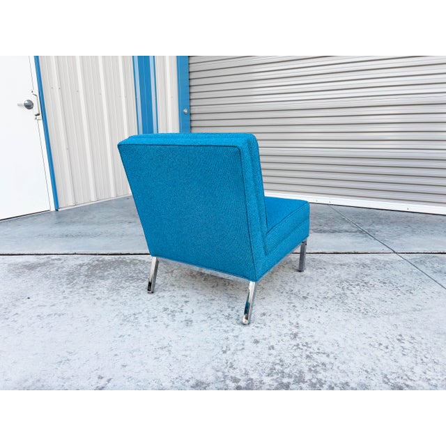 Pair of Mid-Century Chrome Slipper Lounge Chairs Styled After Knoll, 1960s For Sale - Image 13 of 14