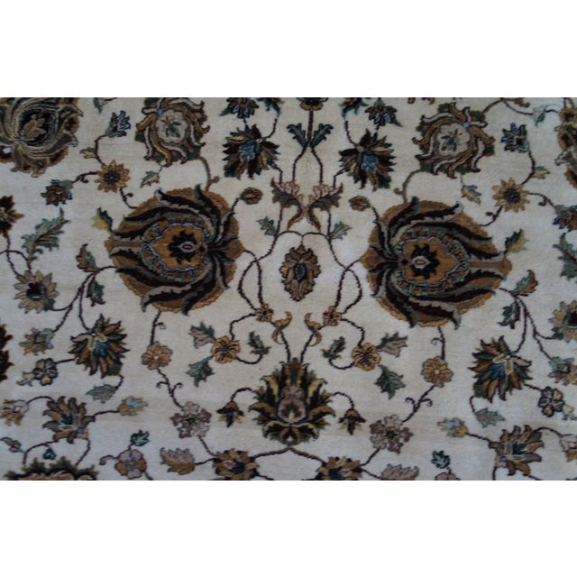 Textile Traditional Hand Knotted Cream Blue Floral All Over Wool Area Rug 9' X 12' For Sale - Image 7 of 14