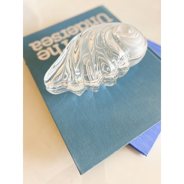 Coastal Vintage Glass Shell Serving Dishes: Coastal Decor Trinket Box For Sale - Image 3 of 8