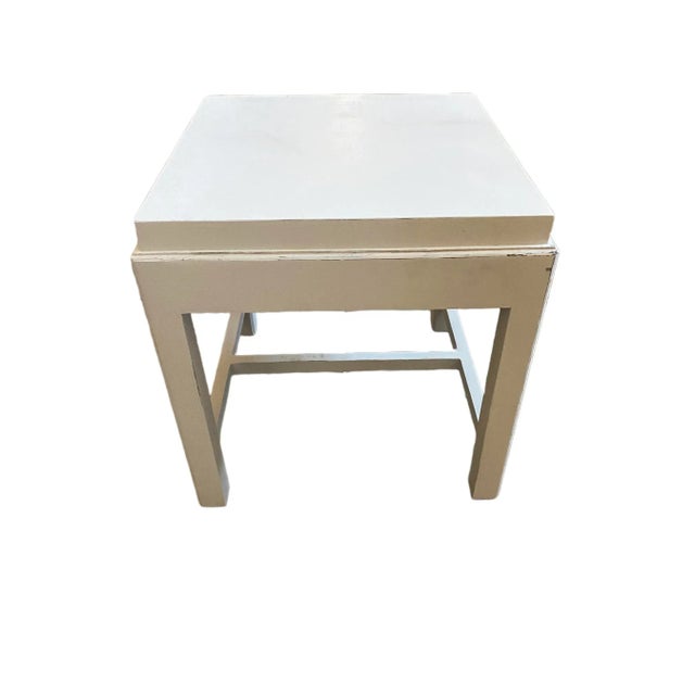 White Square Side Table For Sale - Image 4 of 4