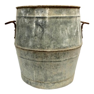 Vintage French Zinc Dolly Tub Planter For Sale