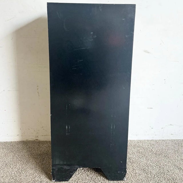 Chinese Black Lacquered Hand Painted Lingerie Chest With Gold Accents For Sale - Image 10 of 12