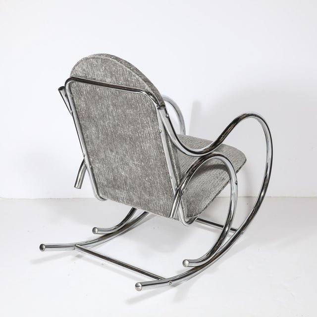 Mid-Century Tubular Chrome Rocking Chair With Holly Hunt Upholstery For Sale - Image 11 of 13