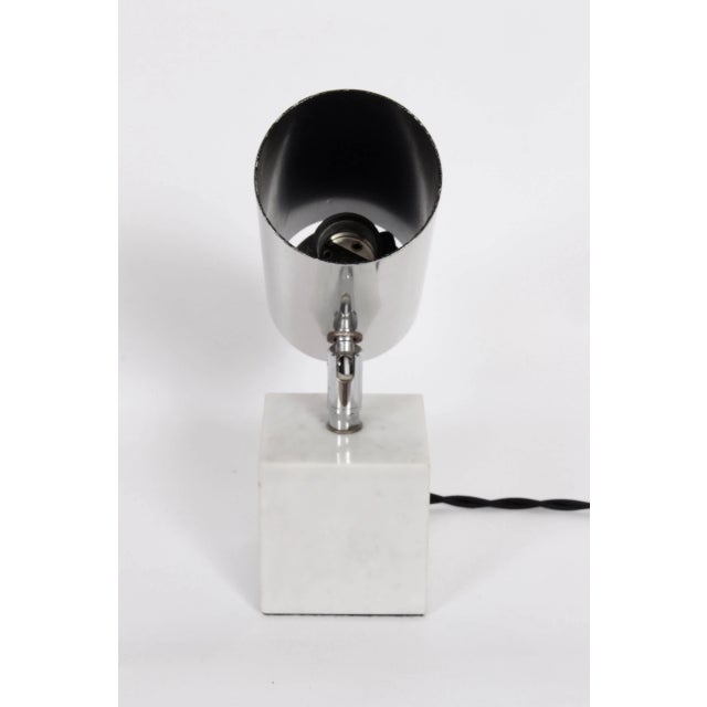 American Neal Small, Koch & Lowy Style Marble Table Lamp With Swivel Chrome Shade For Sale - Image 3 of 8