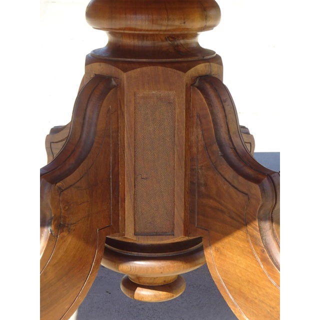 19th Century Solid Walnut Square Pedestal Table For Sale - Image 6 of 18