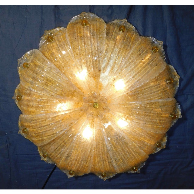 Glass 20th Century Amber Graniglia Murano Flush Mount For Sale - Image 7 of 7