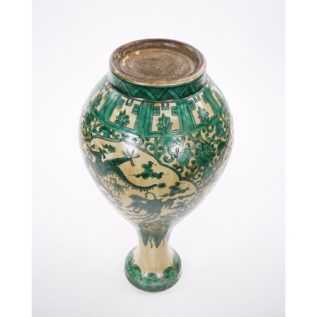 Ceramic Antique Asian Porcelain Vase / Figural Landscape / Intricate Foliate Decoration For Sale - Image 7 of 8
