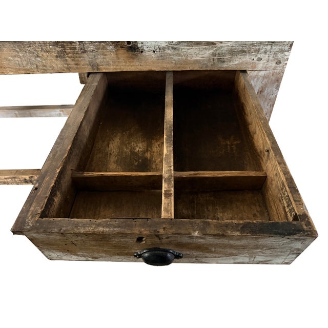 Exceptional 9 Ft Antique French Primitive 2-Drawer Work Table For Sale - Image 12 of 16