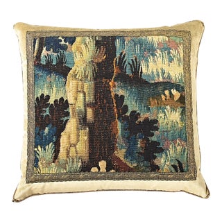 BVIZ Antique Tapestry Fragment Pillow For Sale