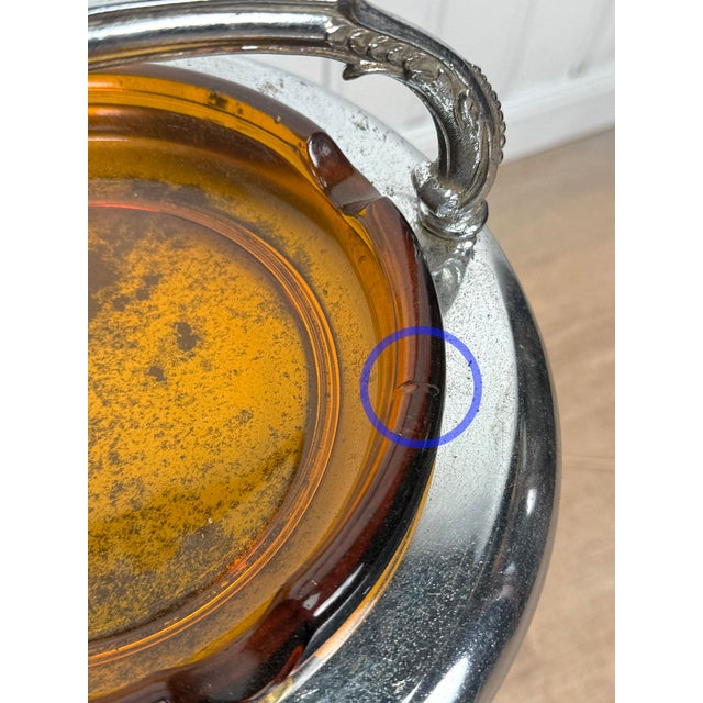 Metal Vintage Art Deco Slag Glass & Chrome Illuminated Cigar Ashtray Stand For Sale - Image 7 of 10