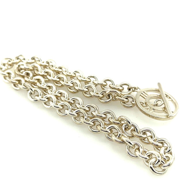 Tiffany & Co. Sterling Silver 2003 Atlas Roman Numeral Toggle Necklace 56g For Sale - Image 6 of 7