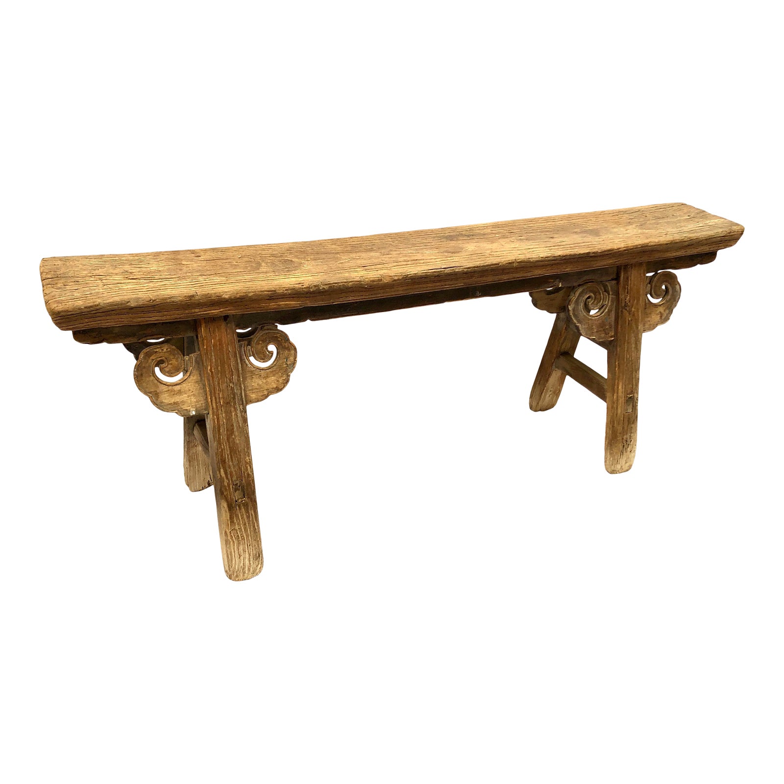 Antique Chinese Handcrafted Elm Wood Bench Chairish