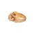 Finely detailed vintage Panther ring crafted in 14k yellow gold (circa 1960s to 1970s). Two red stones are set into the...