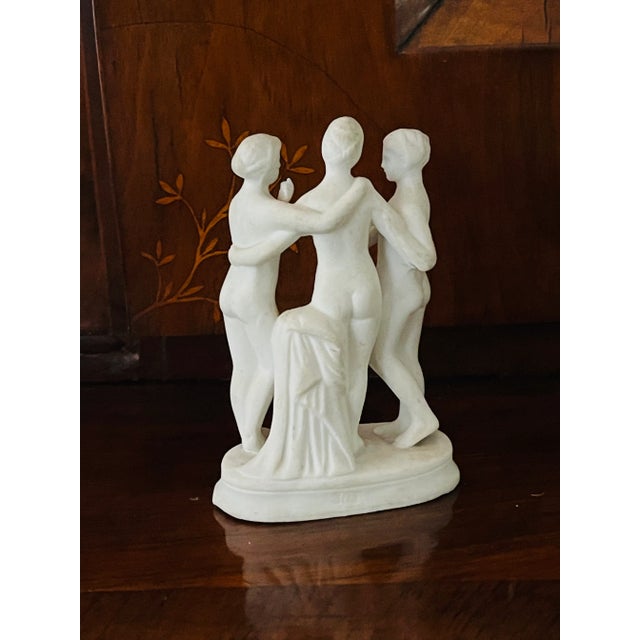 1930s Antique 3 Graces Porcelain Figurines Sculpture Art For Sale - Image 5 of 5