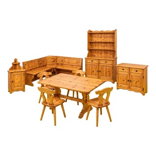 Mountain-Style Furniture Set in Solid Wood, Set of 9 For Sale