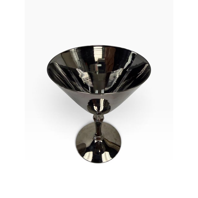 Late 20th Century Vintage Art Deco Style Gunmetal Nude Lady Stem Martini Glasses - Set of 4 For Sale - Image 5 of 7