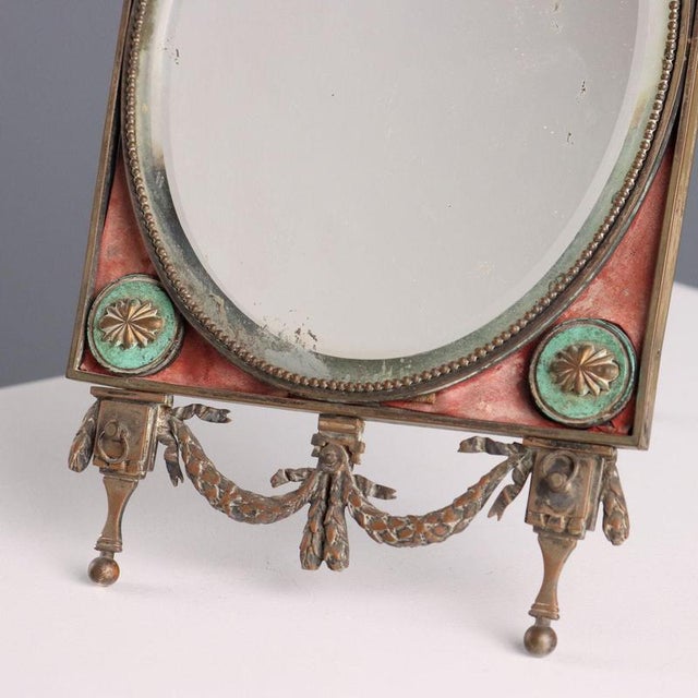 Gold Beveled Table Mirror with Bronze Frame For Sale - Image 8 of 10