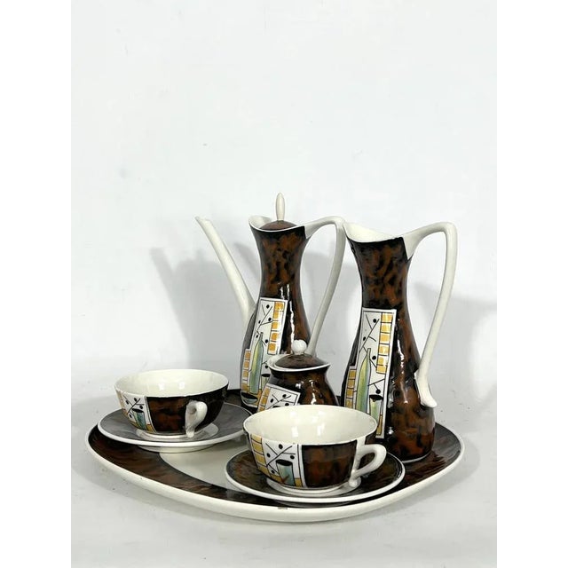 Mid-Century Ceramic Teapot Set by Alfa Ceramiche, Italy, 1950s, Set of 8 For Sale - Image 10 of 14