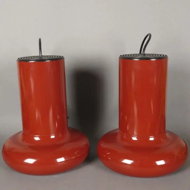Vintage Pendant Lamps in Bordeaux Metal, 1970s, Set of 2 For Sale - Image 5 of 5