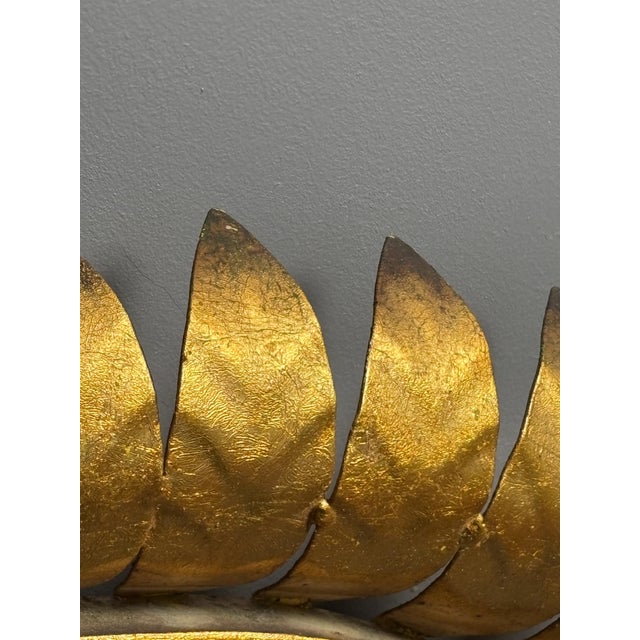 Mid-Century Bohemian Hollywood Regency Spanish Gilt Metal Sun Mirror, 1950s For Sale - Image 12 of 17