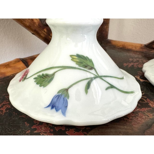 D Porthault Limoges Porcelain Hand Painted Candleholders For Sale - Image 9 of 11