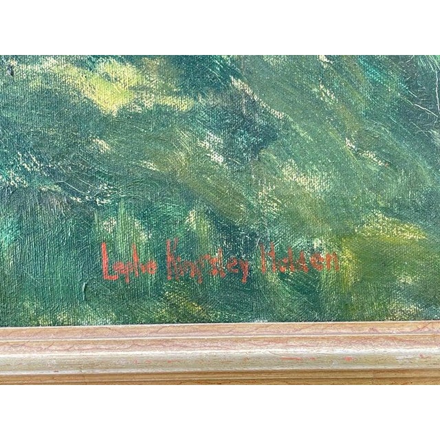 Green Large Impasto Painting of House on the Water by Lephe Kingsley Holden For Sale - Image 8 of 12