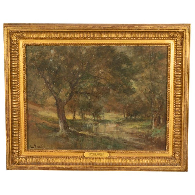 Antique American Impressionist Luminist Painting "River Ridge" Virginia by Lucien Whiting Powell, 1890 For Sale - Image 4 of 15