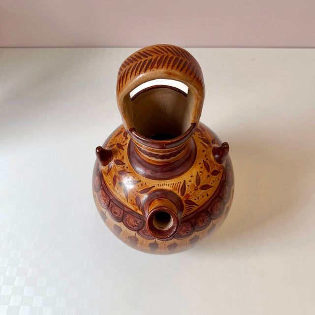 Vintage Handcrafted Mexican Tonala Clay Pottery Water Jug For Sale - Image 4 of 11
