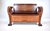 Late 19th C. custom quarter sawn select board White Oak storage bench with scroll arms and turned spindles embellished...