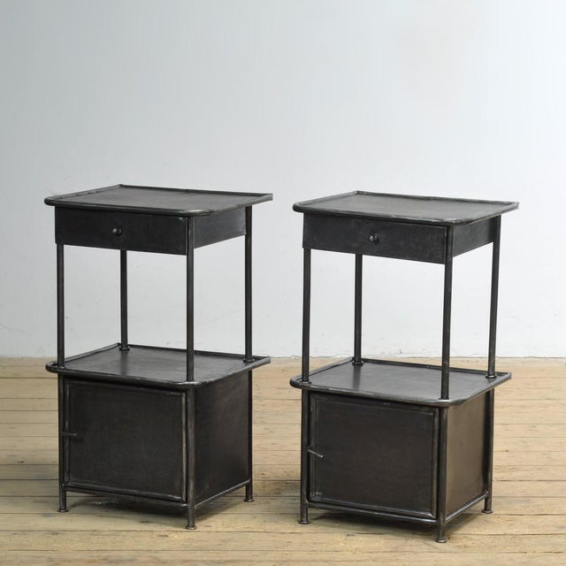 This set of iron bedside tables exudes history and style. Originally from a hospital in the 1910s, they have been...