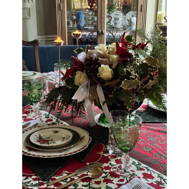 Presenting a Mid-Century punch bowl set with rare pedestal base and ten mugs by American glass manufacturer, Anchor...