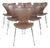 Seven Chairs in Patinated Brown Leather by Arne Jacobsen, 1990s, Set of 6 For Sale