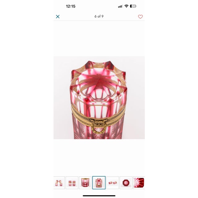 Red Vintage Cristal Benito Cylinder Casket For Sale - Image 8 of 8
