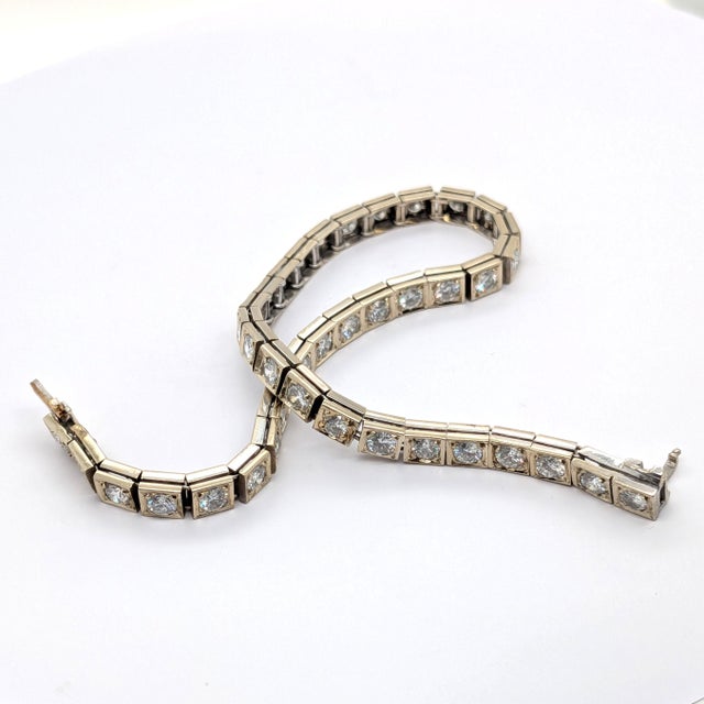 Vintage 14k White Gold Tennis Bracelet With Forty Brilliant Cut Diamonds ~4.5ctw For Sale - Image 9 of 9
