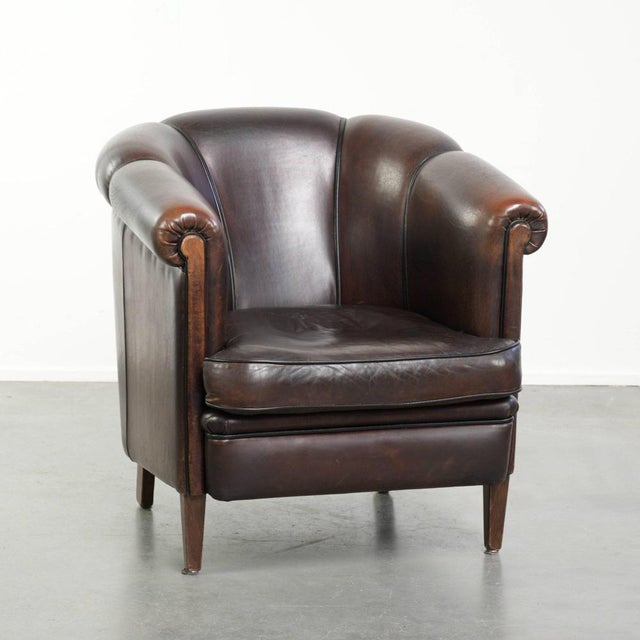 Club Chair in Dark Sheepskin Leather For Sale - Image 14 of 14