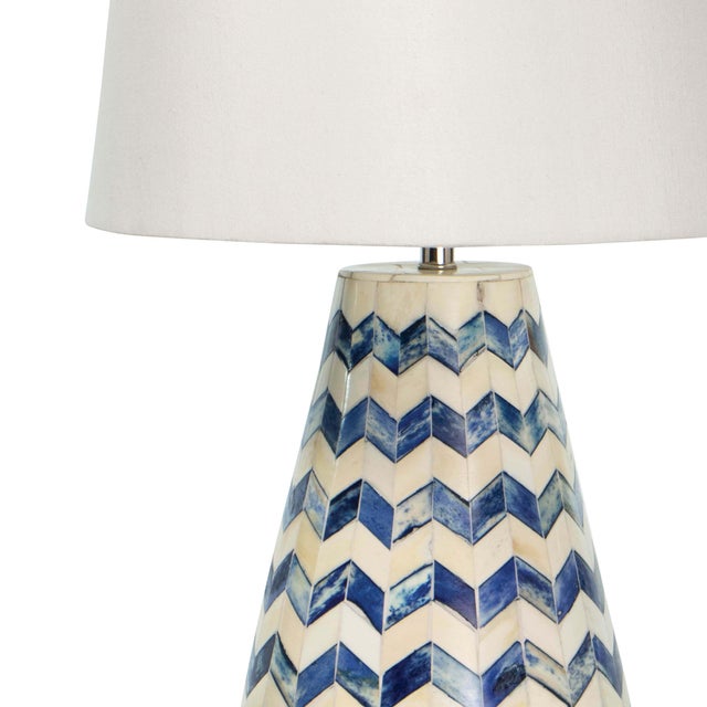 Not Yet Made - Made To Order Coastal Living Cassia Chevron Table Lamp in Blue For Sale - Image 5 of 7